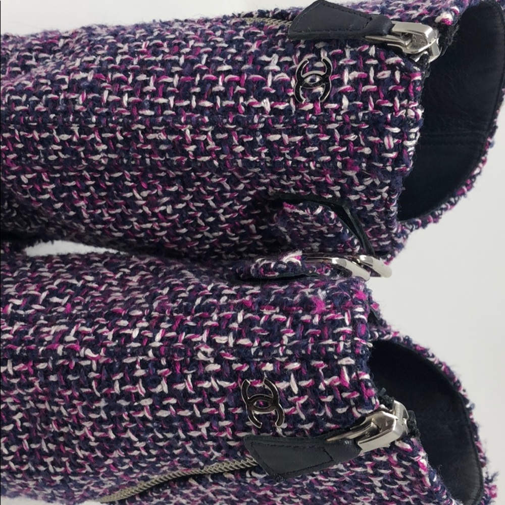 CHANEL Pink Purple Black Tweed Boots BRAND NEW - Picture 4 of 6